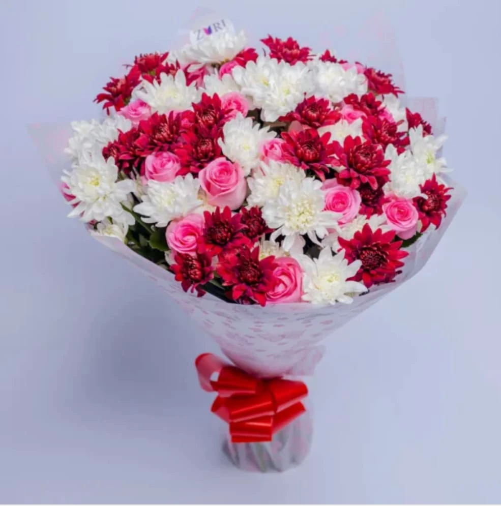 MJflowers Pinky rose Mums bouquet